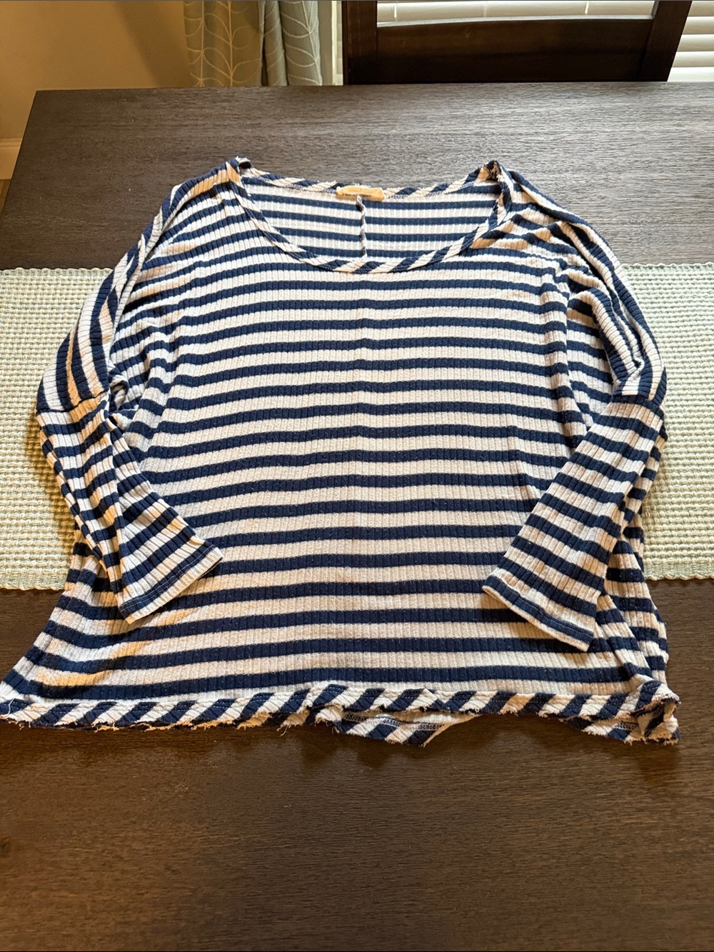 Striped Navy and Cream Long Sleeve Top
